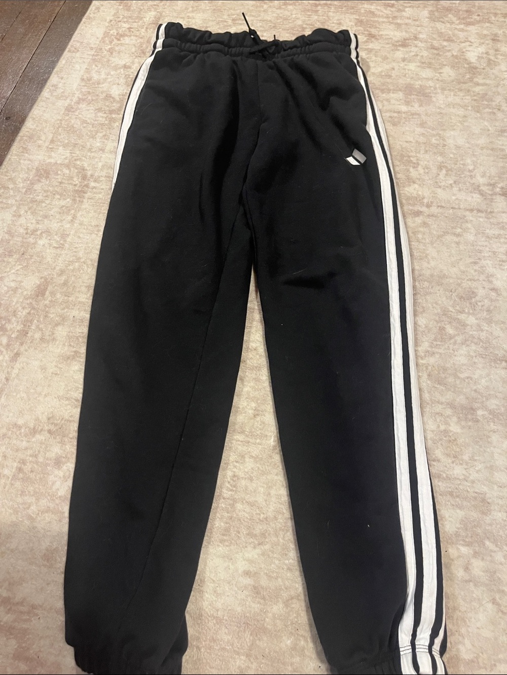 adidas Black Jogger Sweatpants with White Side Stripes